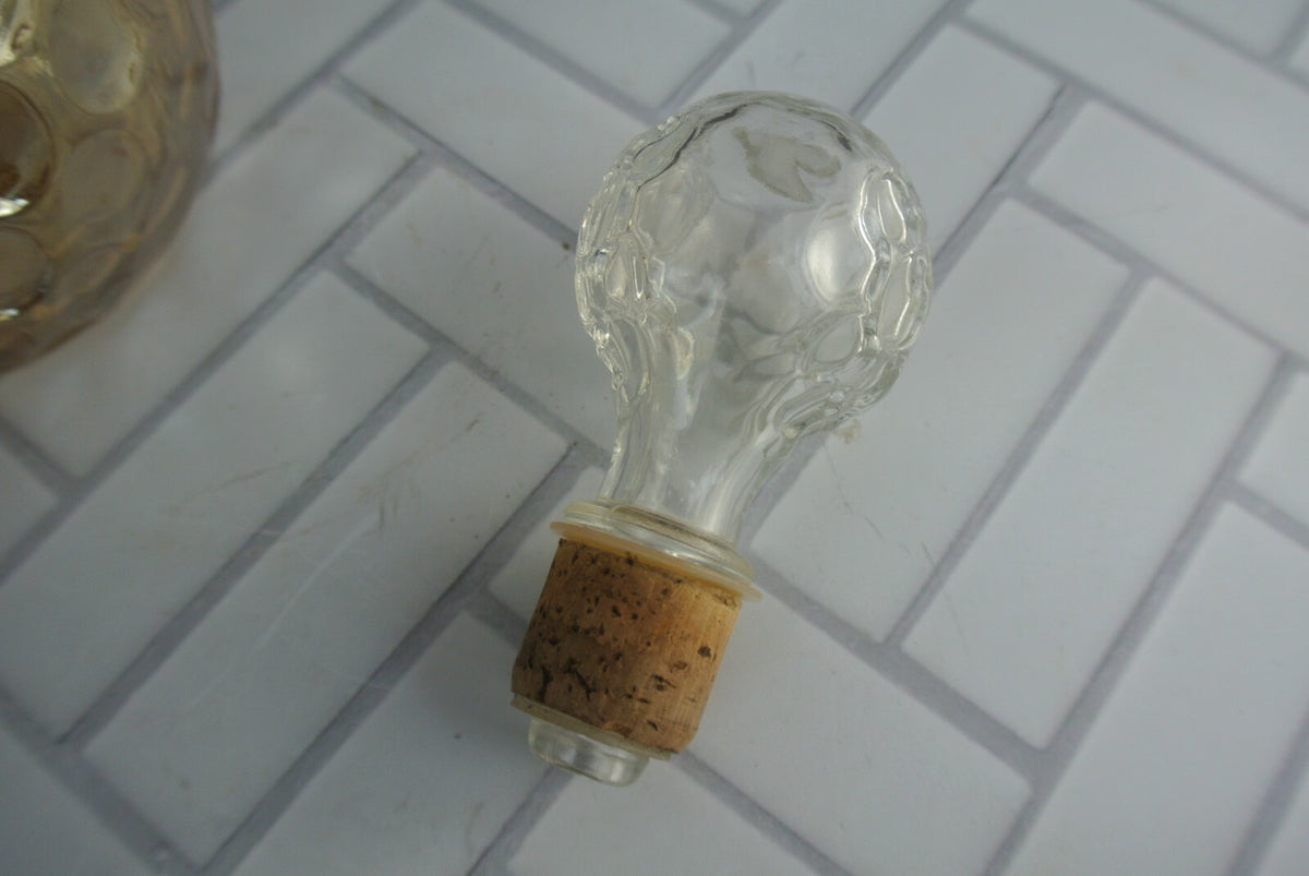 Vintage Carnival Glass Decanter Marigold Thumbprint Decanter Bottle