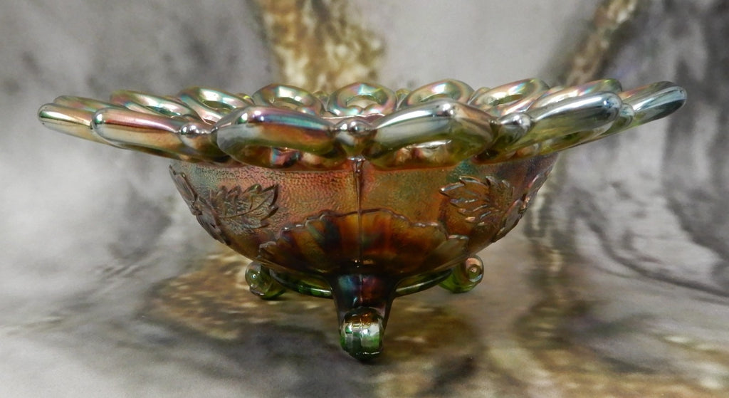 Beautiful Northwood Carnival Glass Wild Rose Open Edged Bowl