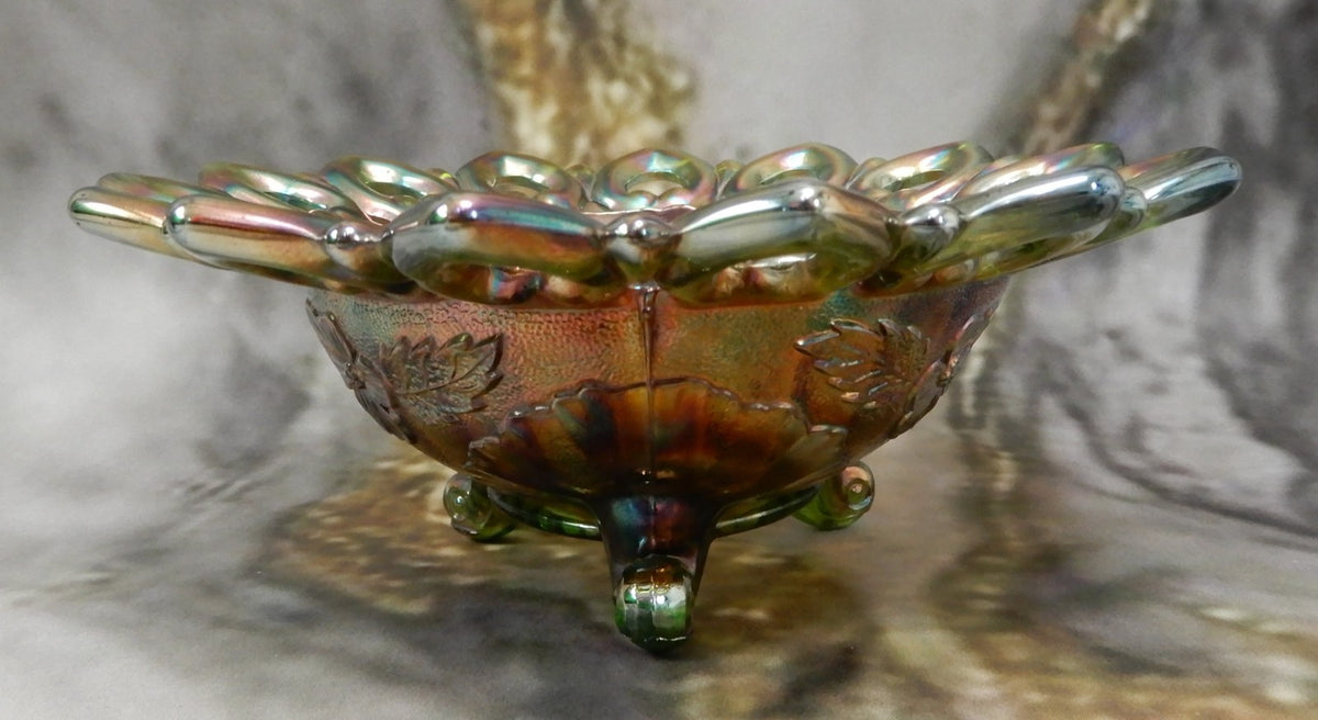 Beautiful Northwood Carnival Glass Wild Rose Open Edged Bowl