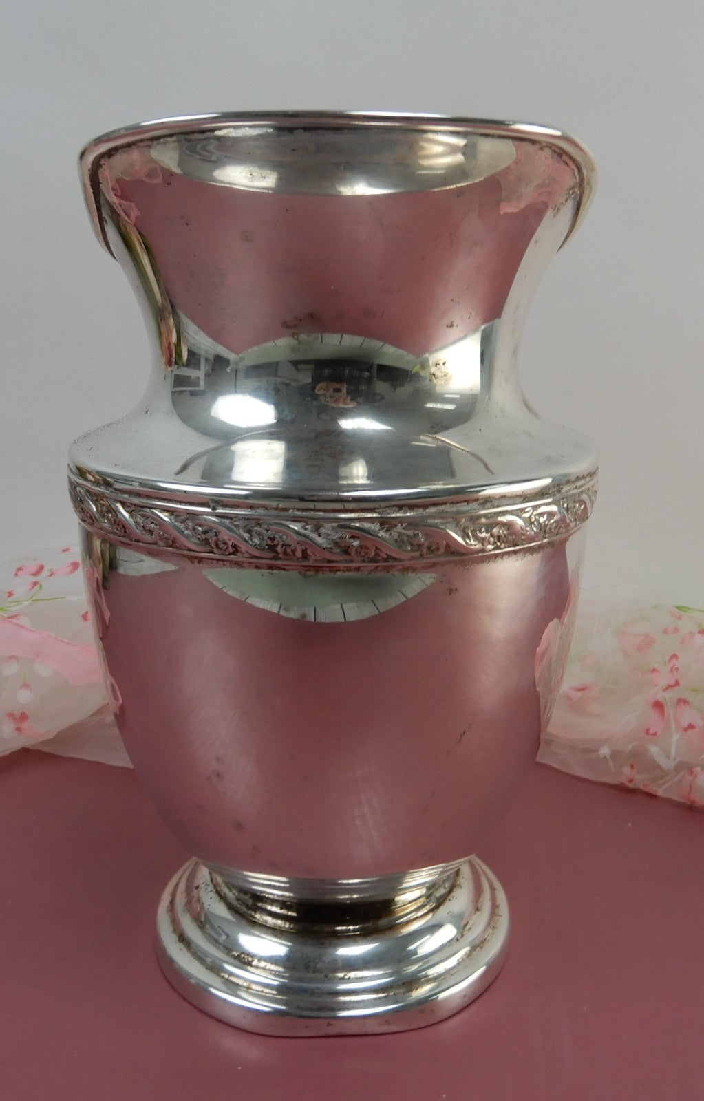 Vintage Wm Rogers & Son "Spring Flowers" Water Pitcher