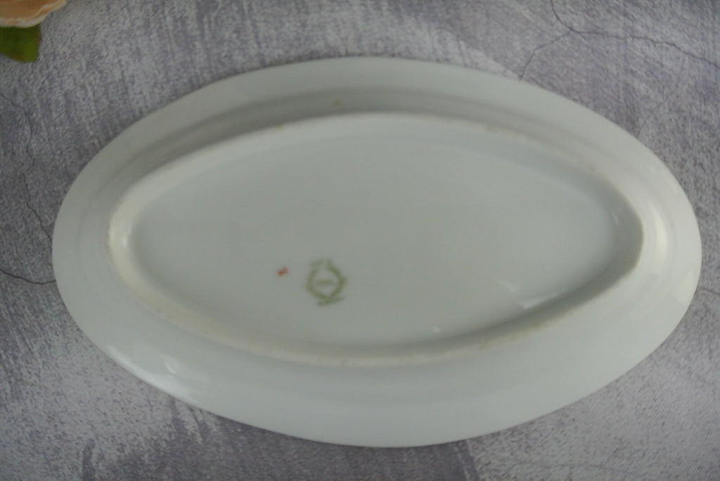 Vintage O&EG Royal Austria Greek Key Gold Trim Gravy Boat W/ Underplate