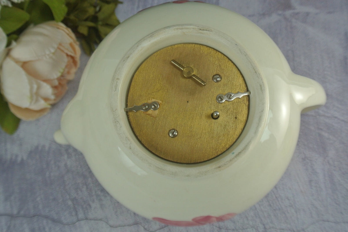 Vintage Continental Kilns Green Arbor Musical Box Teapot Pink Roses
