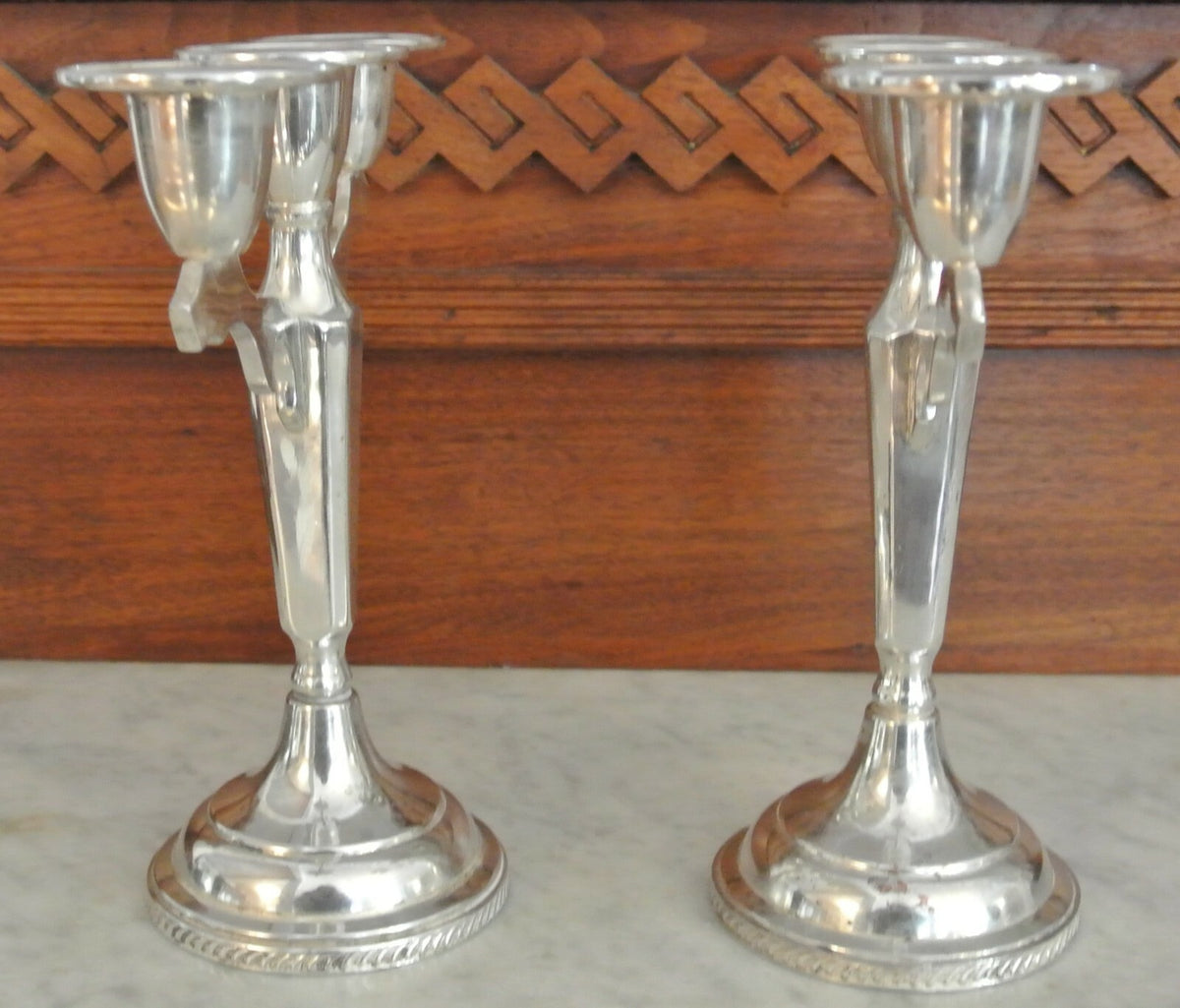 Antique Silver Plated Sheets Rockford S Co. 1875  Candle Holders -