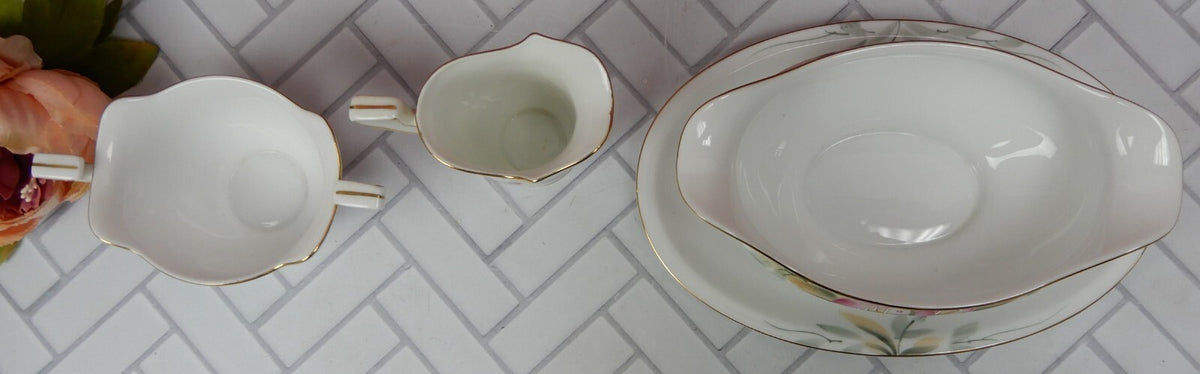 Vintage Noritake Azalea China Gravy set of Boat,Creamer and Sugar Bowl