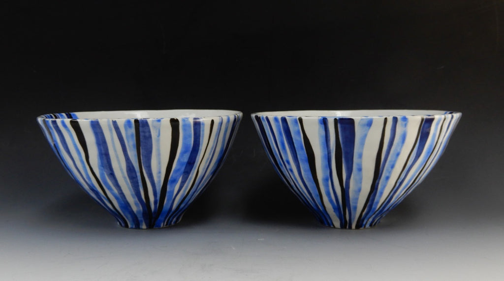 Two Zanolli Italian Hand Painted Bowls, Blue And White