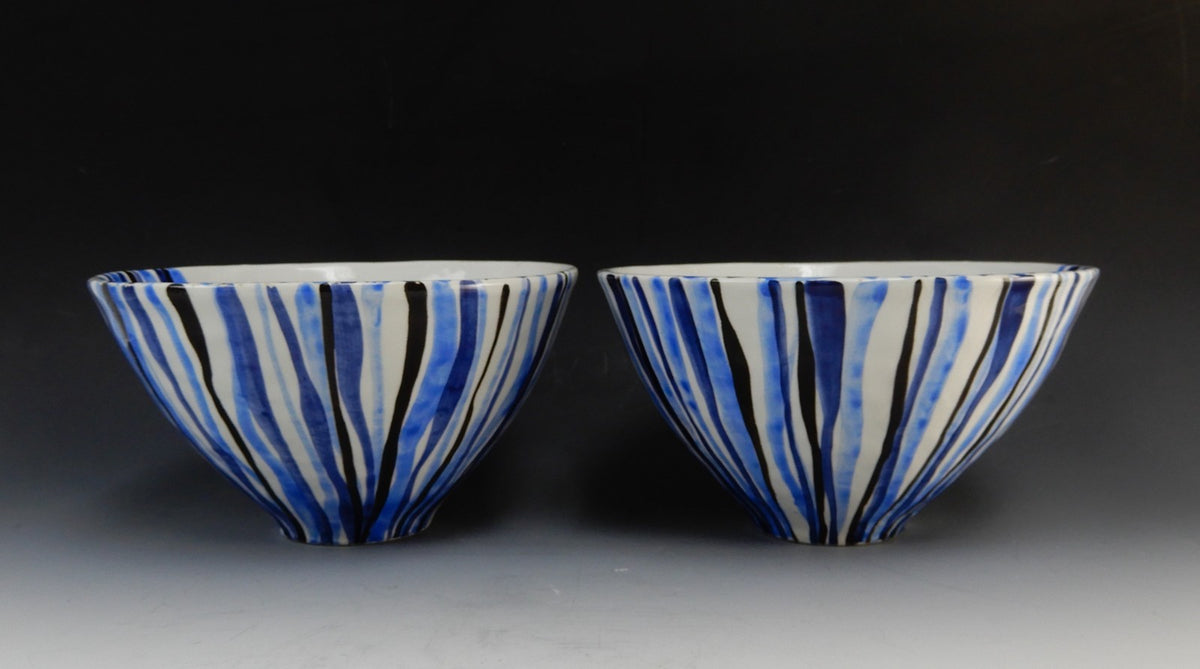 Two Zanolli Italian Hand Painted Bowls, Blue And White