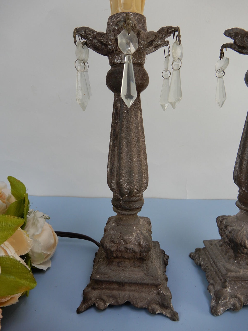 Pair of Vintage Style Cast Metal Table Lamps