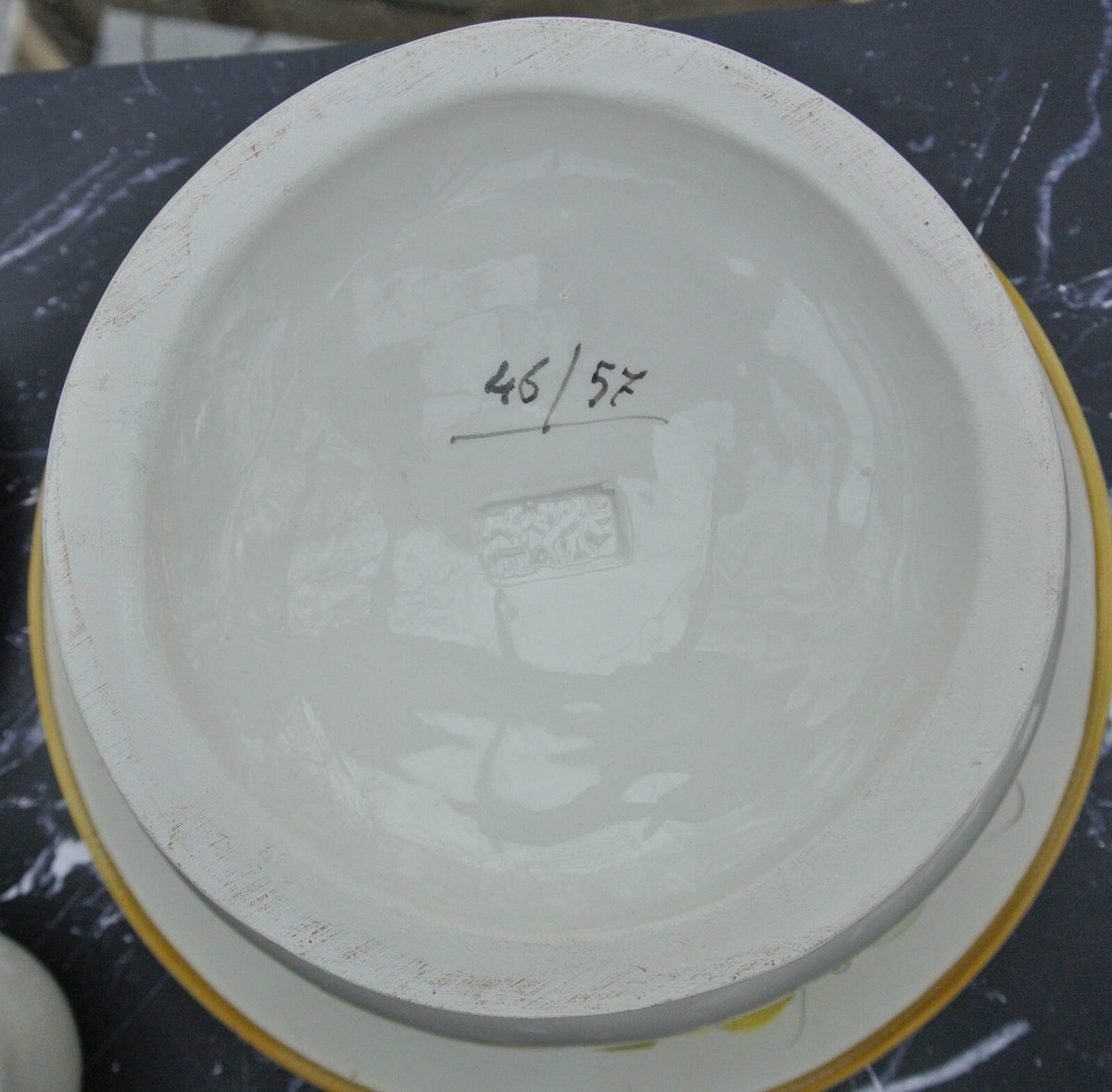 Vintage Italian Yellow Ceramic Tureen with Platter & Ladle Hand Painted