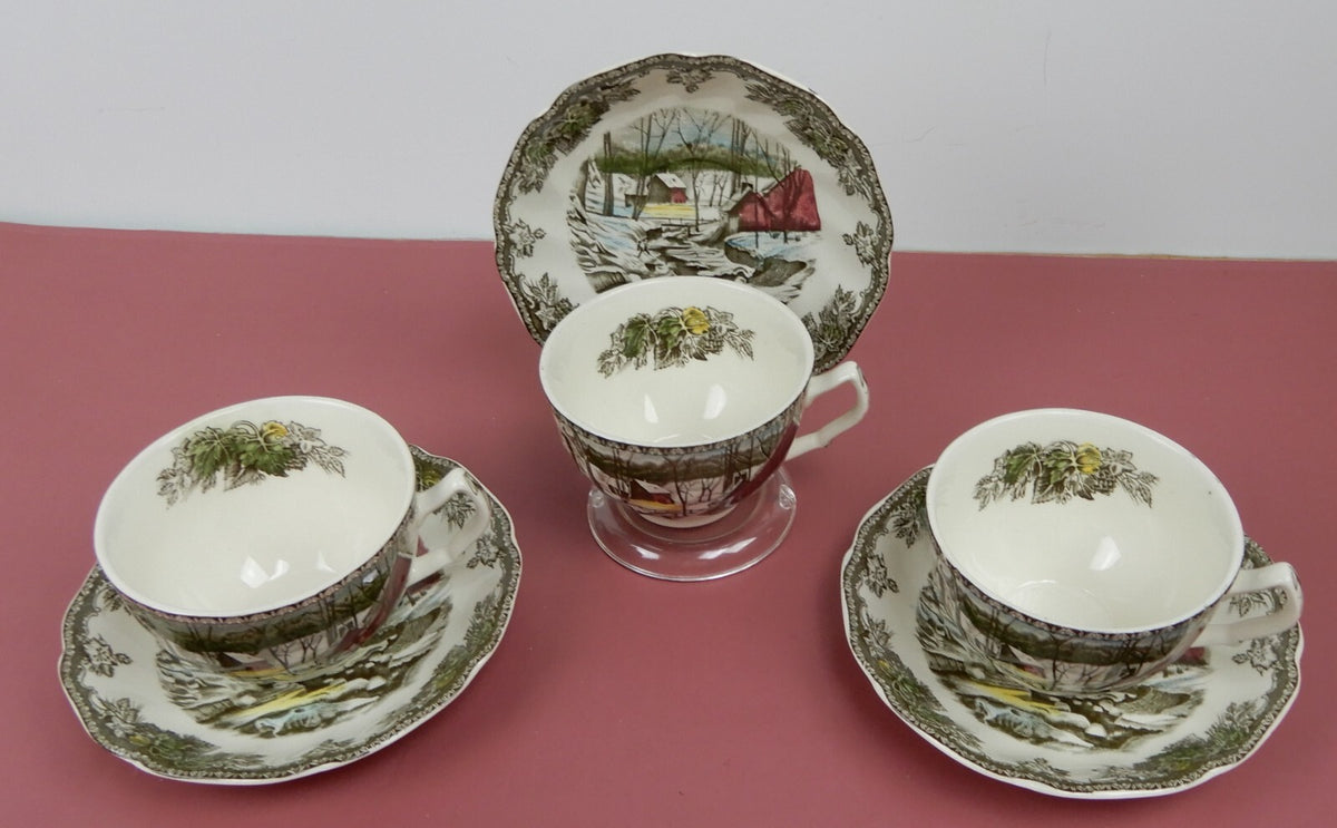 Vintage Set of 3 Cup and Saucers  Johnson Bros The Friendly Village England