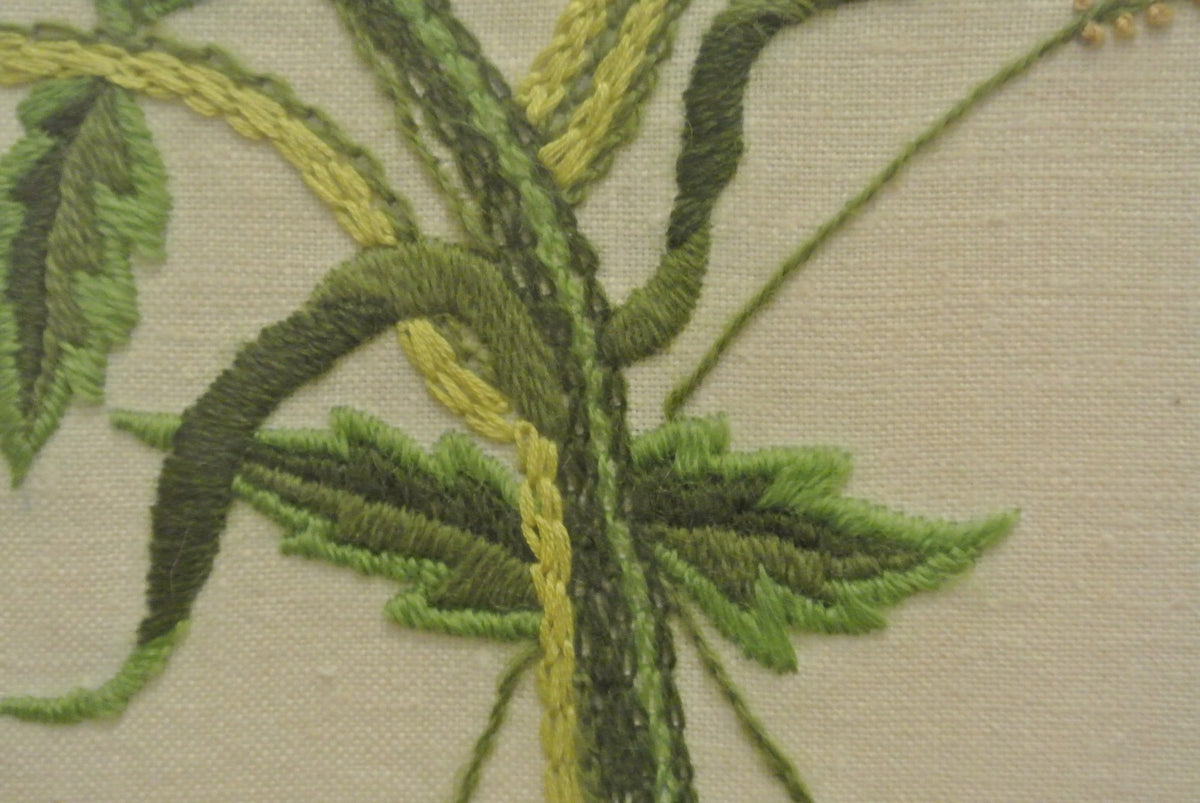 Vintage Needle Work Frame with Yellow and Lavender Flowers ~Non Glare Glass~