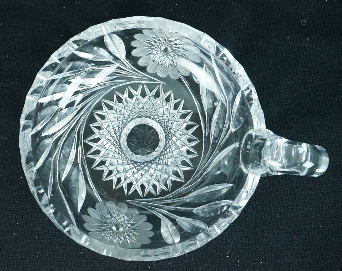 Vintage Nappy Hand Cut Glass Handled Candy Nut Dish Home Decor