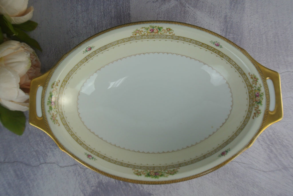 Vintage Hand Painted Meito China Oval Serving Dish with Handles