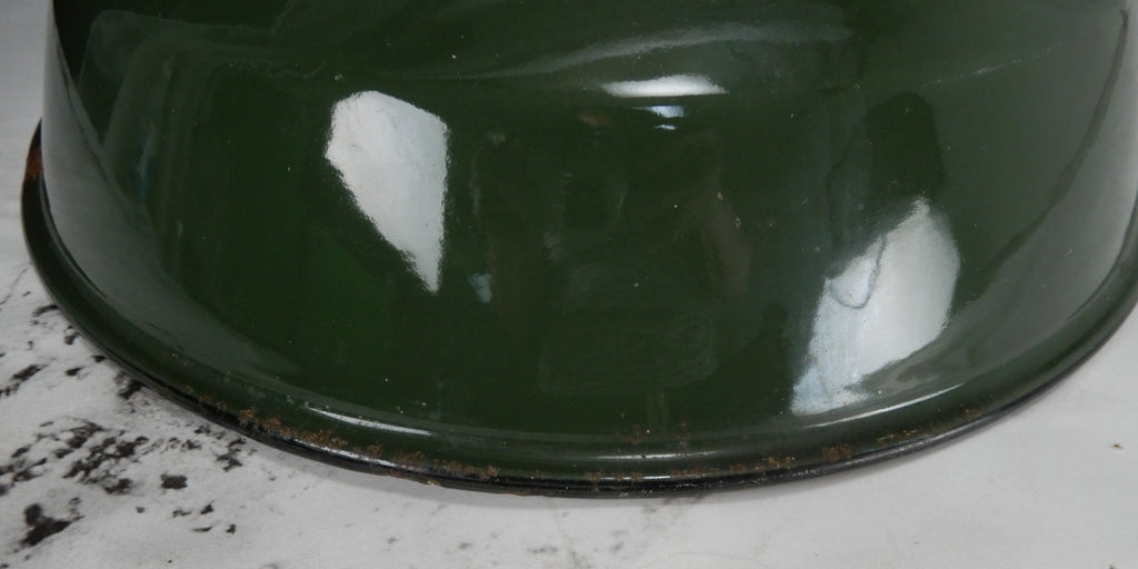 Vtg Benjamin 14” Green Porcelain Enamel Barn Light Shade Industrial Farmhouse