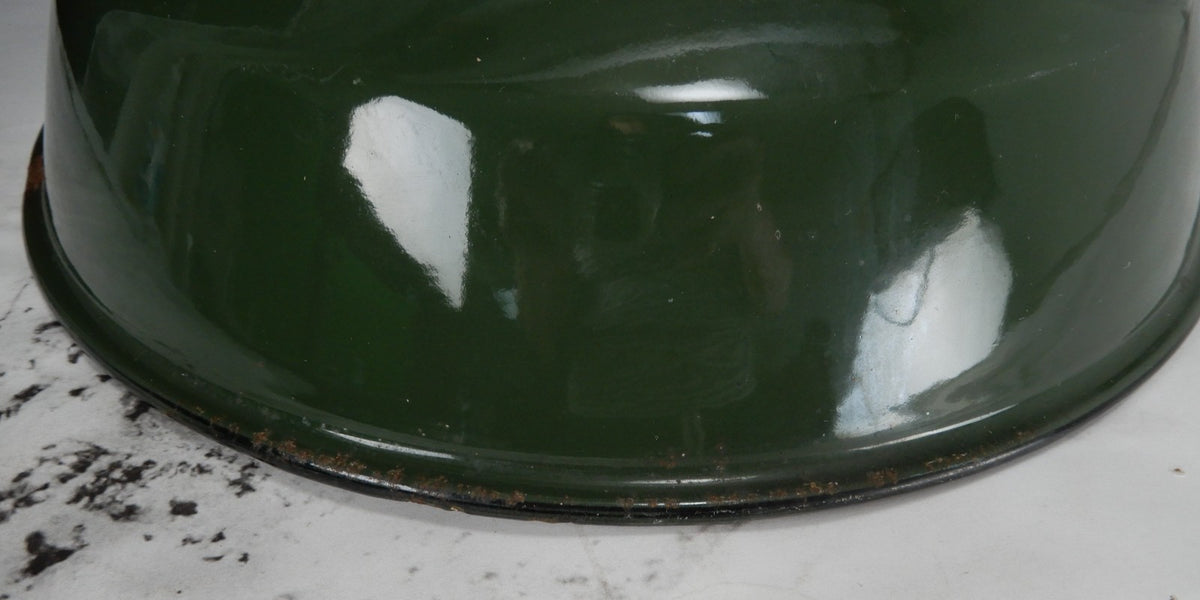 Vtg Benjamin 14” Green Porcelain Enamel Barn Light Shade Industrial Farmhouse