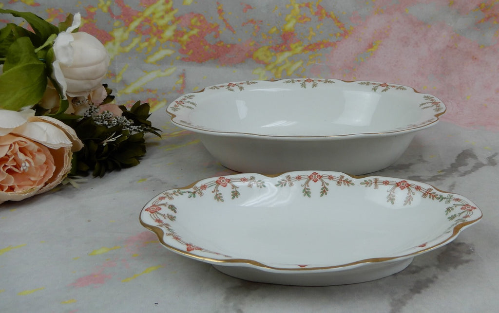 Vintage Haviland Limoges Schleiger 580 Pattern Serving Bowl And Relish Dish