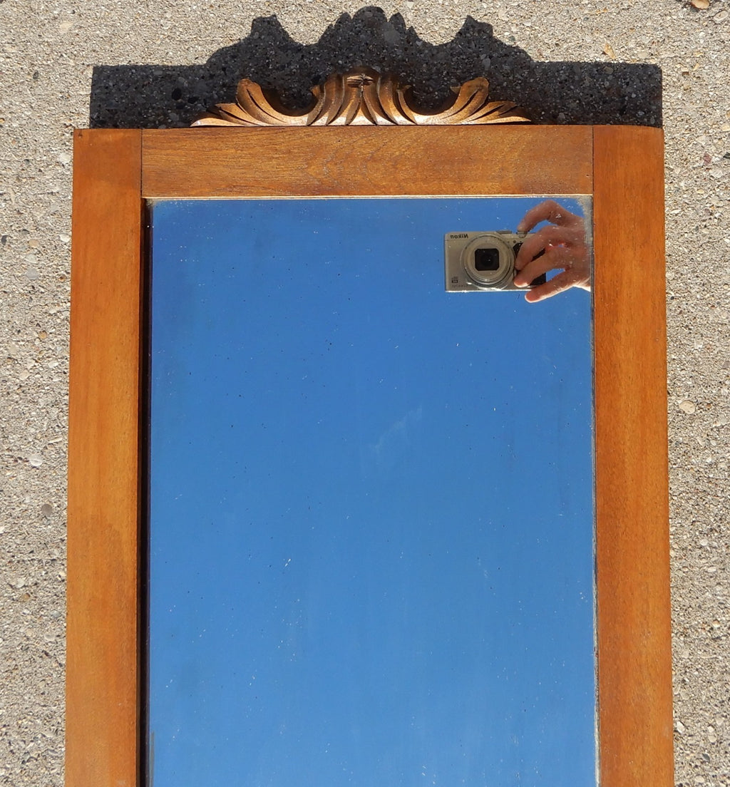Vintage Carved Wood Wall Mirror Colonial Style 20-3/4"