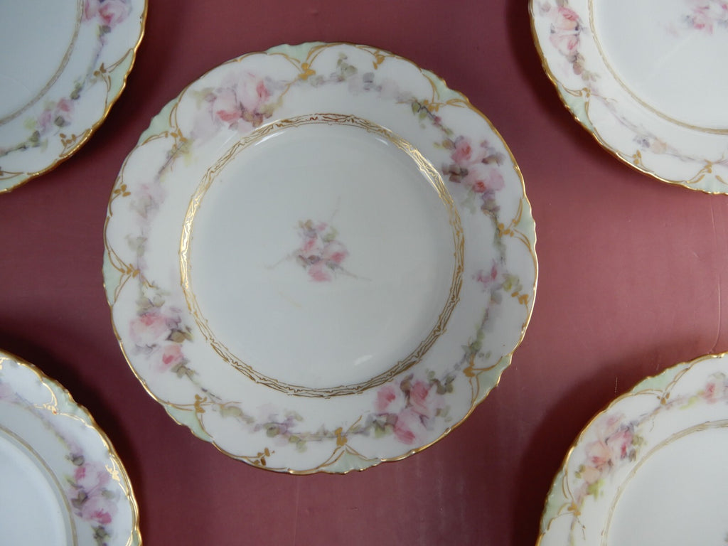 Five RC Versailles Bavaria Hand Painted and Signed Pink,Green,Gold 6-1/4" Plates