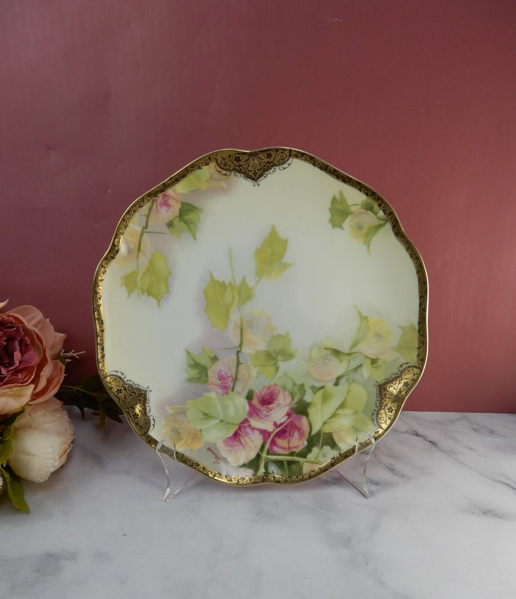 Signed Rosenthal Hand Painted Floral Rose Plate 9"