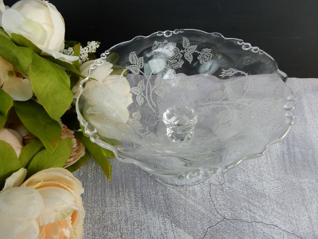 Vintage Waverly Heisey Rose Patten Compote Dish