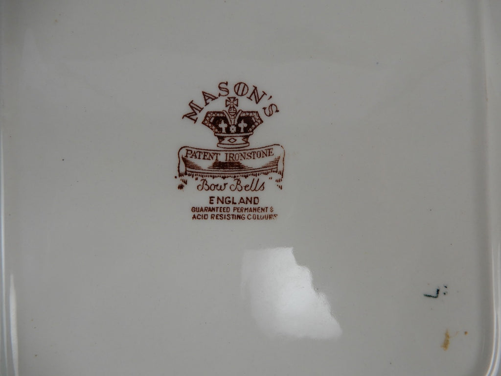 Vintage Mason's Patent Ironstone Bow Bells Handled Cake Plate