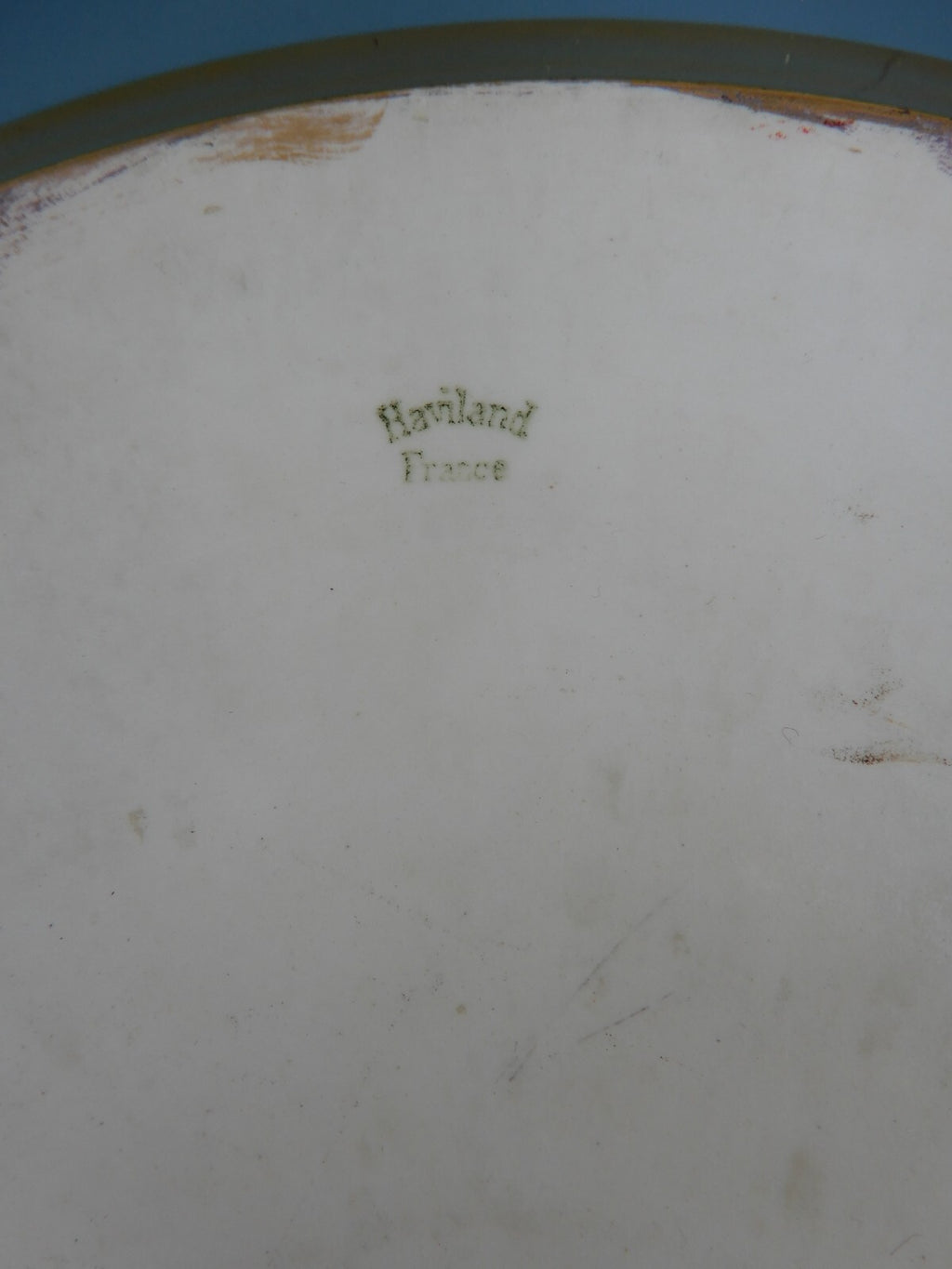 Antique Haviland France Gold Rim Cake Plate and 6 Dessert Plates