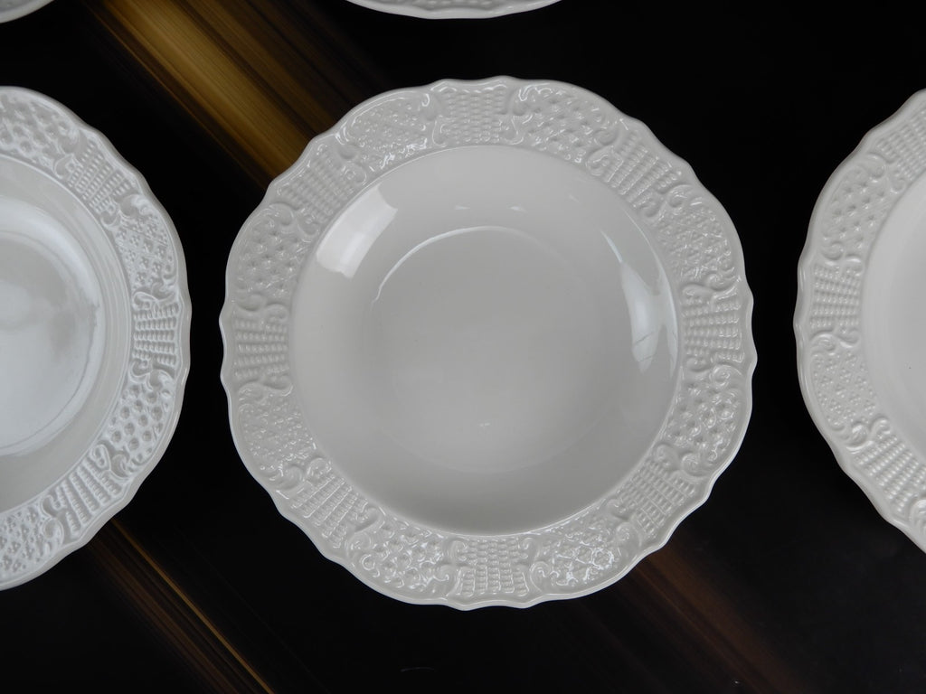 Six Canonsburg Pottery American Traditional Embossed Soup Bowls