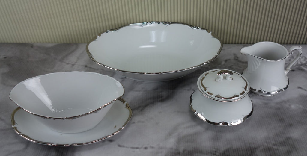Harmony House "Starlight" Made in Japan~Oval Bowl,Gravy Boat,Creamer&Sugar Bowl