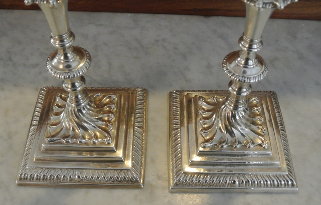 Antique Pair of George III Ebenezer Coker Silver Candlesticks - London 1760's