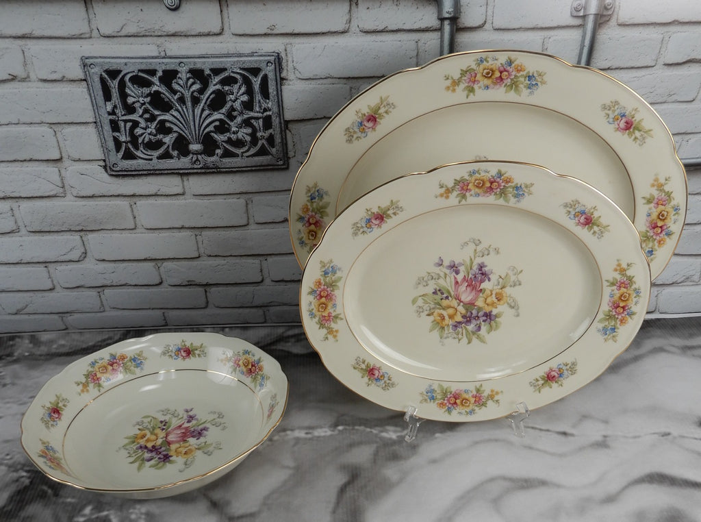 Vintage Set of 3 Pc. 2 Platters One Vegetable Bowl Tirschenreuth Springtime
