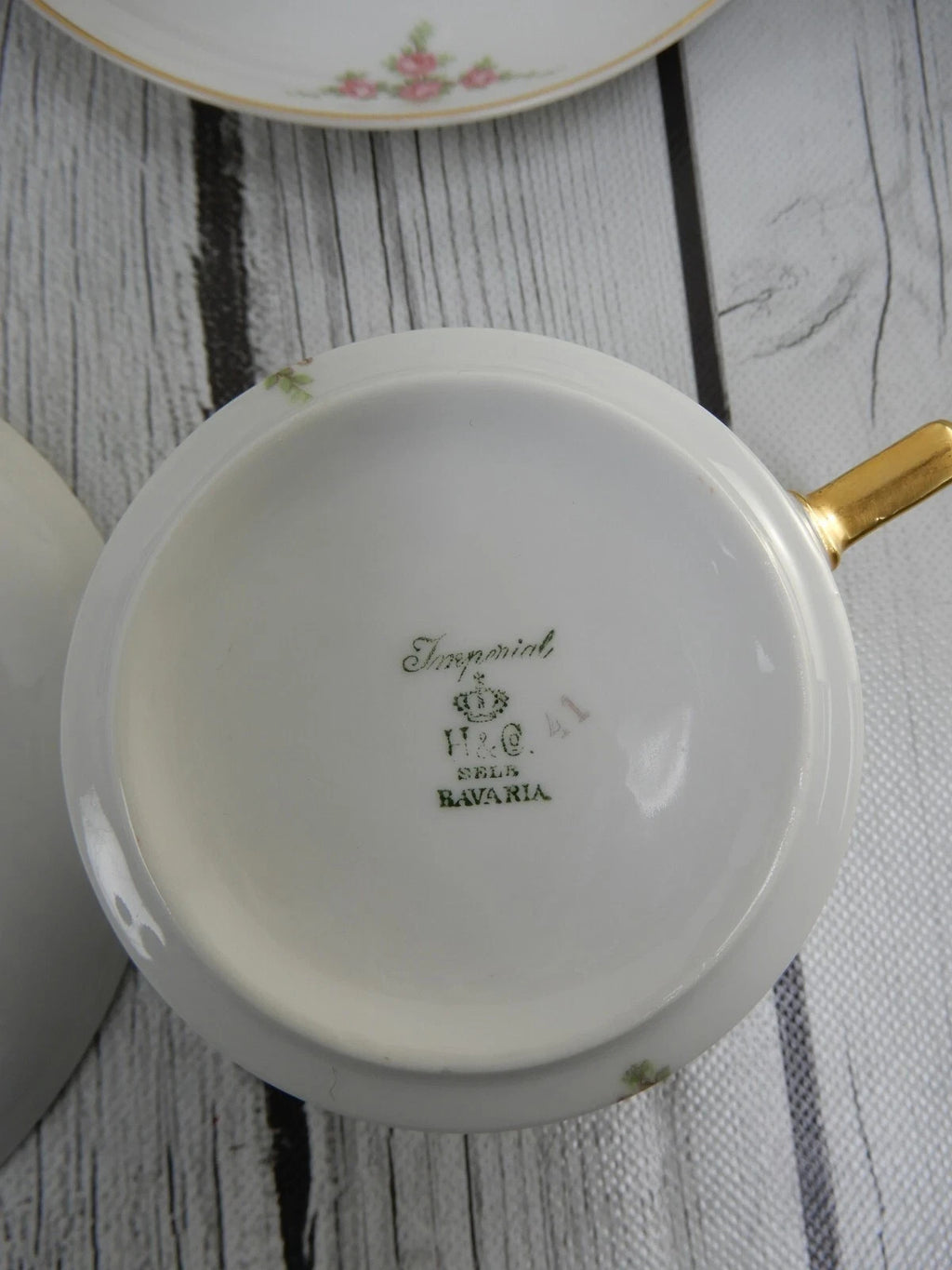 32 Pieces 8-Piece 4 Place Setting Heinrich H&Co Bavaria "Rosalinda" Pink Flowers