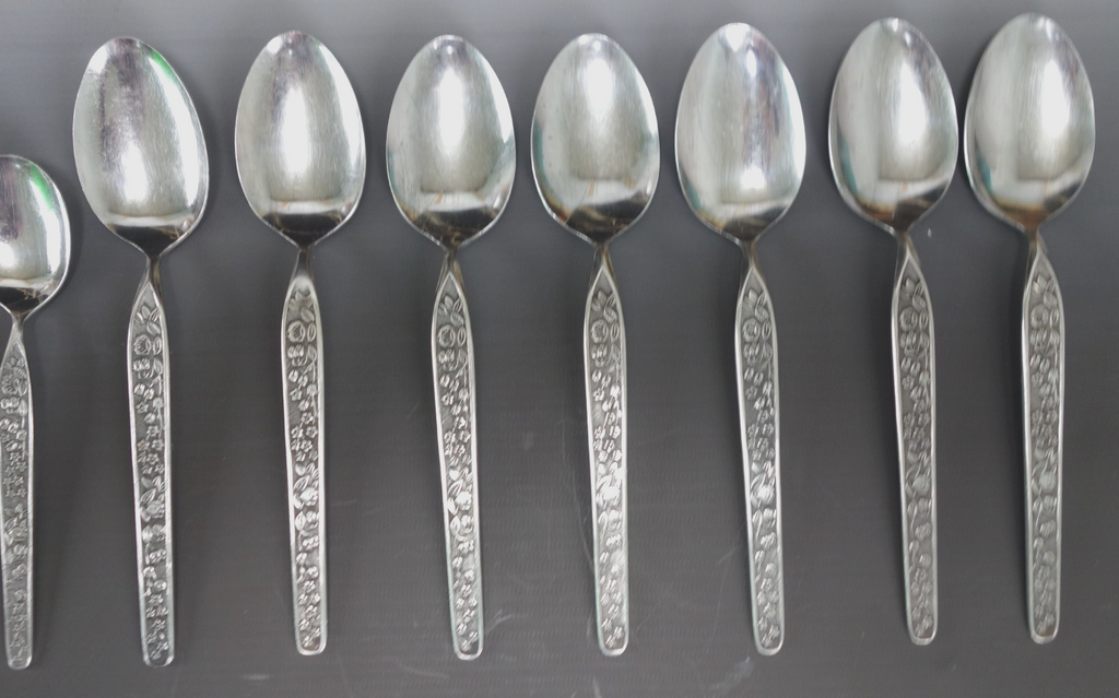 22 Piece of NASCO Sevita Repousse Floral Stainless Steel Made in Japan