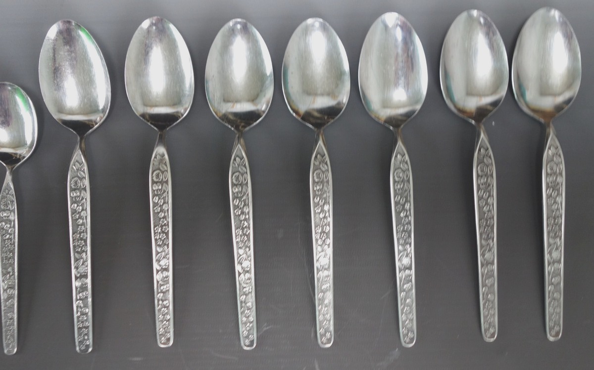 22 Piece of NASCO Sevita Repousse Floral Stainless Steel Made in Japan