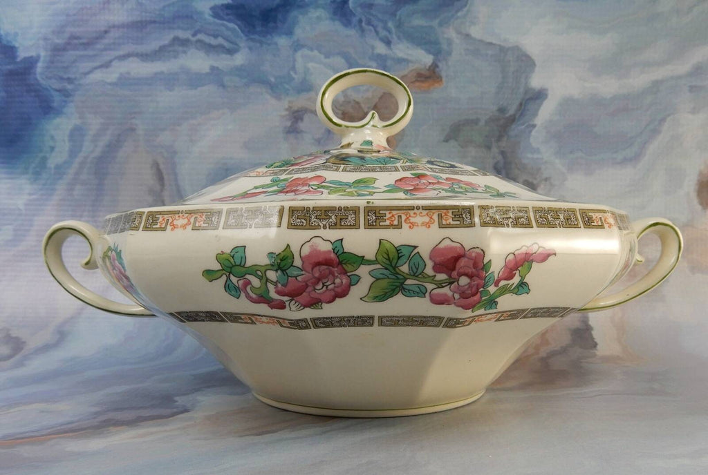 Vintage Myott ,son & Co.Round Covered 12 Sided Serving Bowl