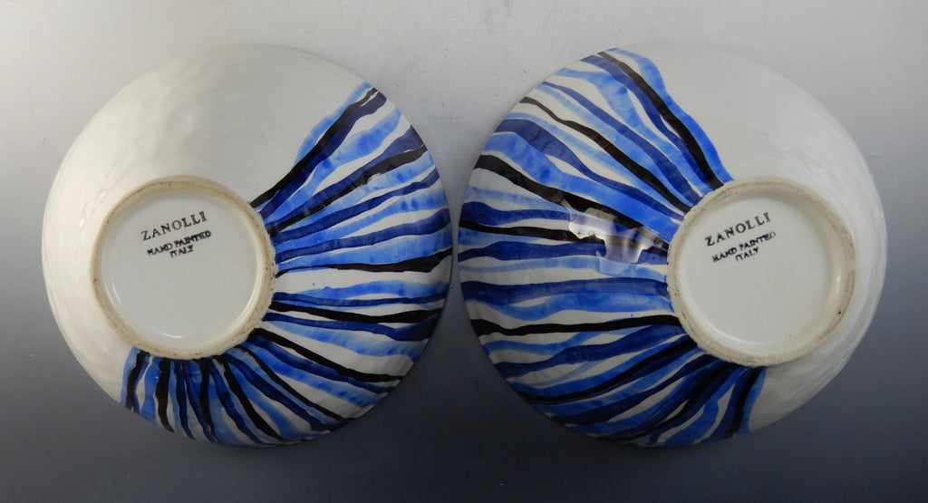 Two Zanolli Italian Hand Painted Bowls, Blue And White