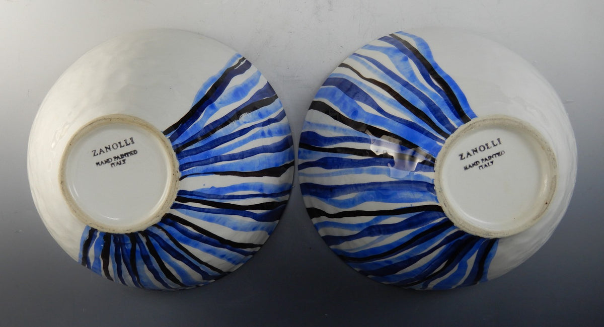 Two Zanolli Italian Hand Painted Bowls, Blue And White