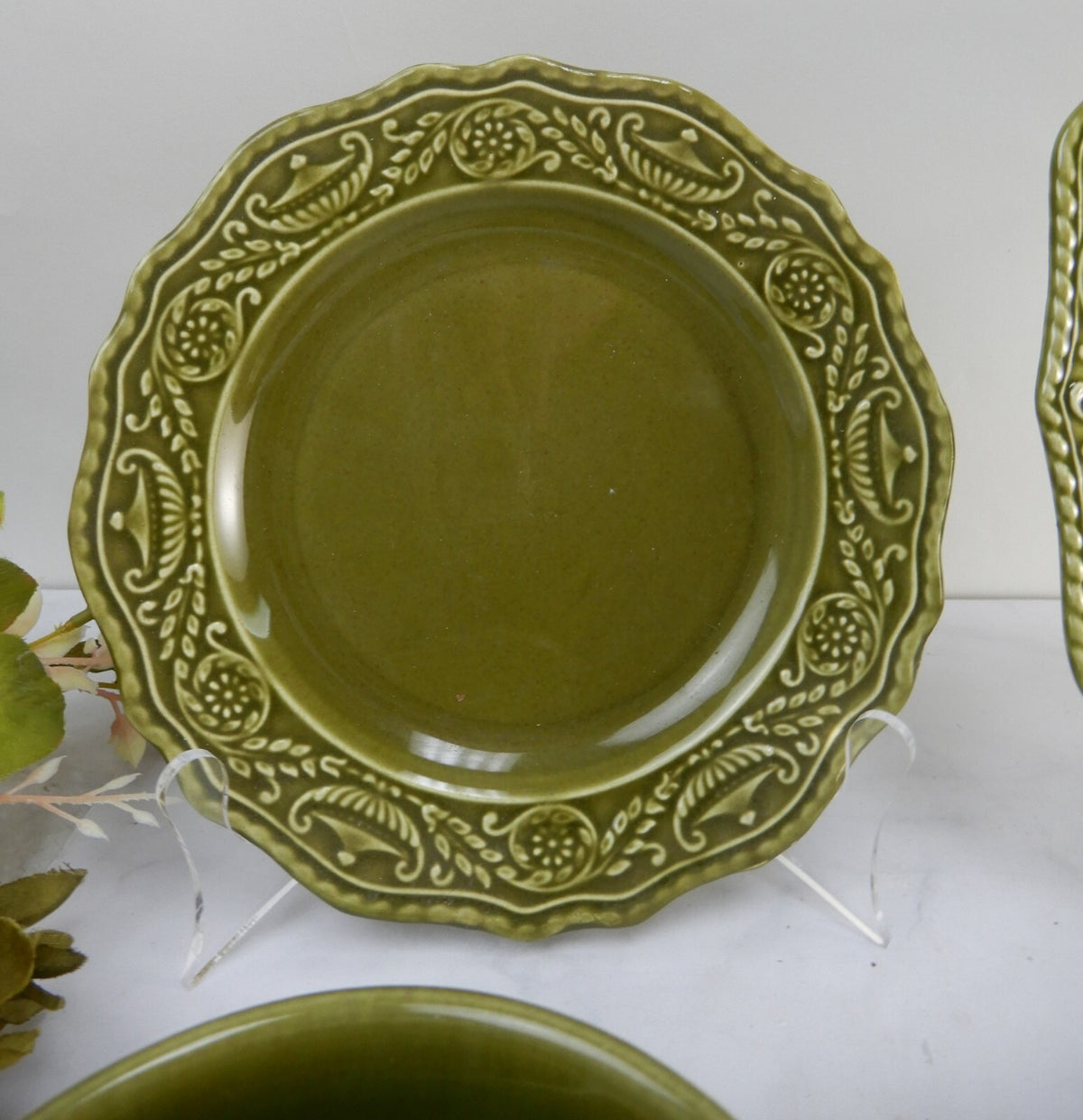 Vintage 5 Canonsburg Pottery Regency Ironstone Green Replacement Pieces