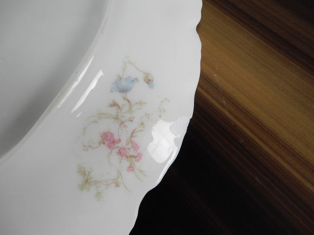 Set of 2 Haviland Limoges Pink and Blue Flowers 11-3/8" Serving Platters Chipped