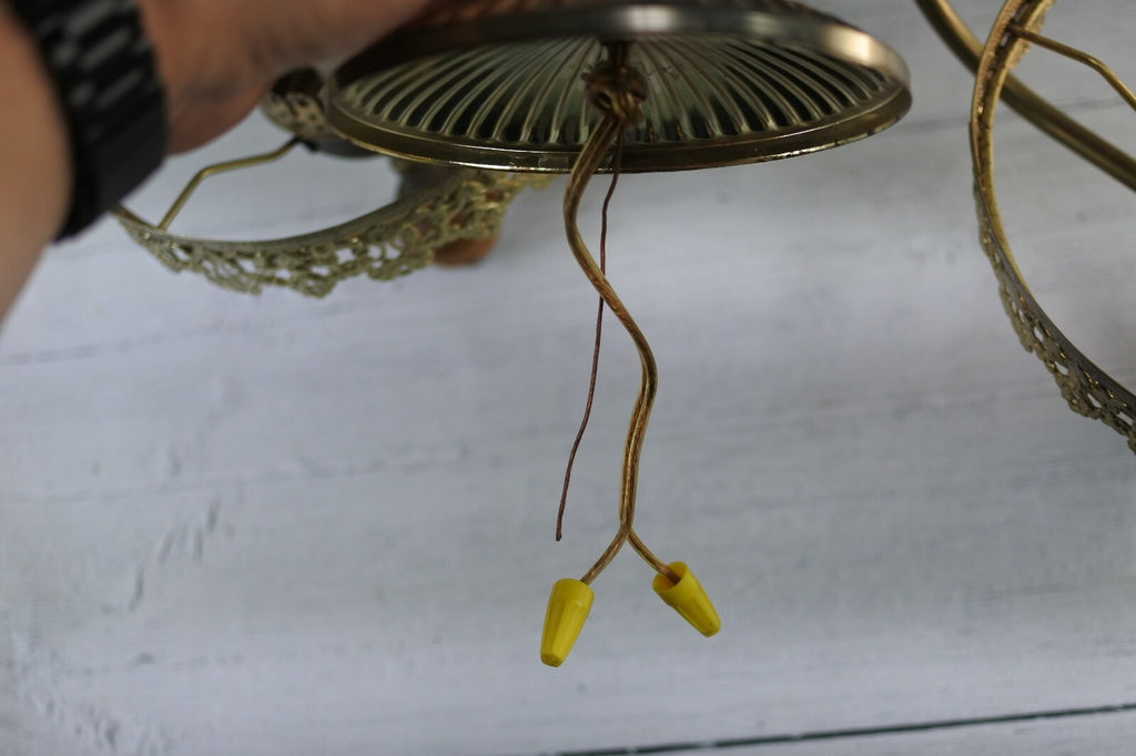 Vintage 3 Light Arm Ceiling Light Rustic chandelier  *As Is*