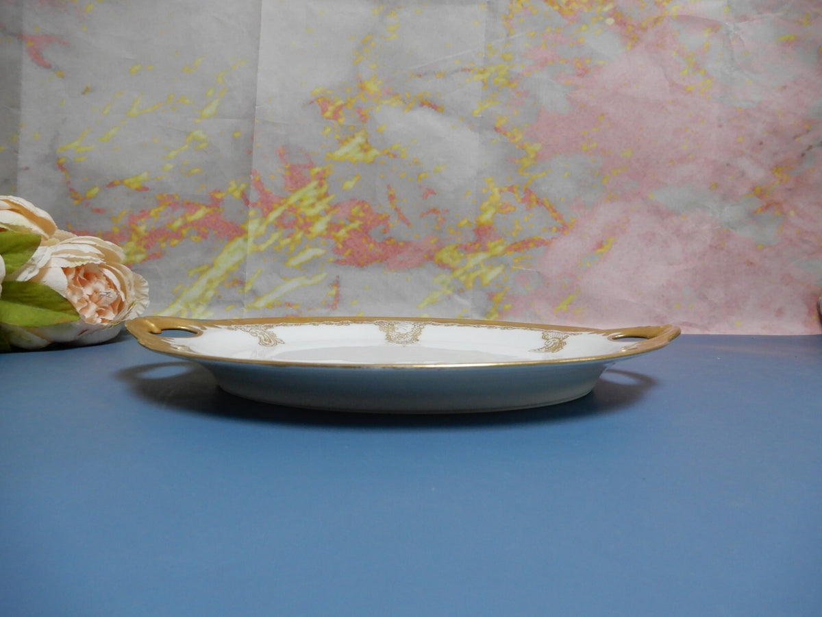 Haviland France Gold Rim Haviland Limoges of France Double Handed Plate  10-1/2"