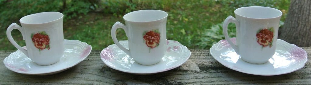Set of 3 Small Chocolate/Coffee Cups and Saucers Mark Germany
