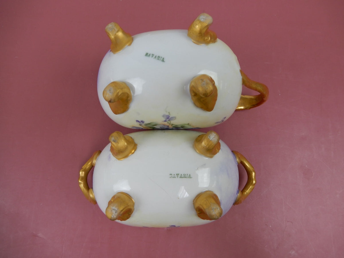 Vintage Sugar and Creamer Bowl Ceramic Tea Set of Two Made in Bavaria