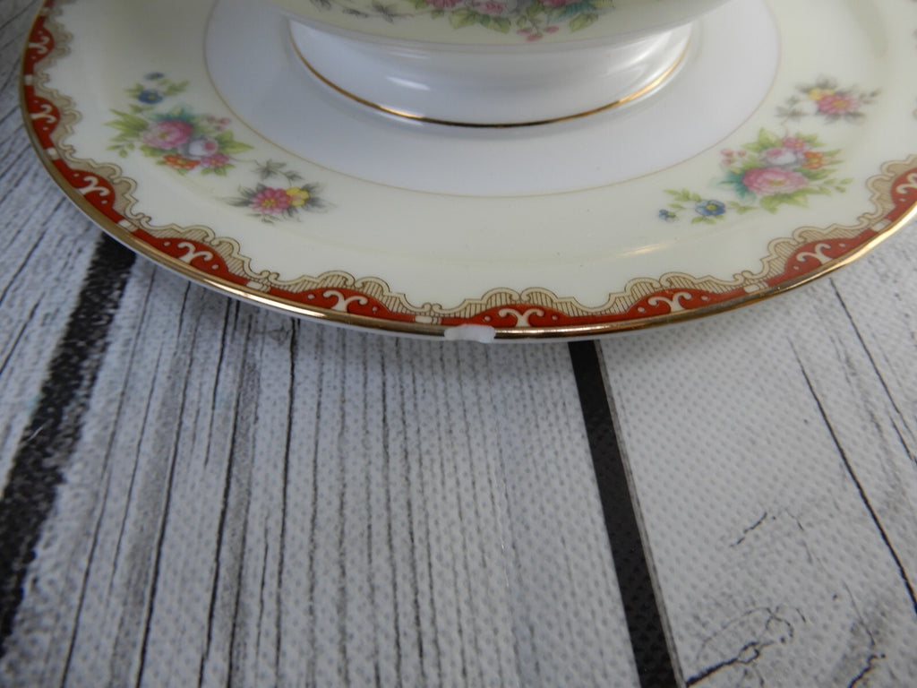 Set of 3 Pc. Meito China Floral Japan Platter,Serving Bowl,Gravy Bowl WITH CHIPS