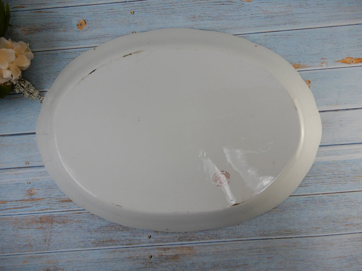 Antique Alfred Meakin Pre 1921 Red Gold Trim "Cambridge"Pattern 17-5/8" Platter