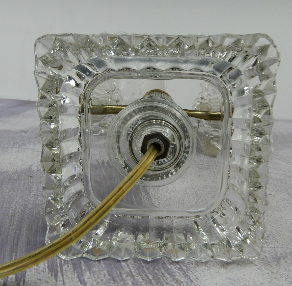 Vintage Two Arm Candle Holder Electric Table Lamp With Hanging Crystals B