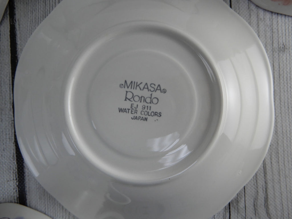 Set of  4 Mikasa Rondo "Water Colors" Pattern EG 911 Cups and Saucers