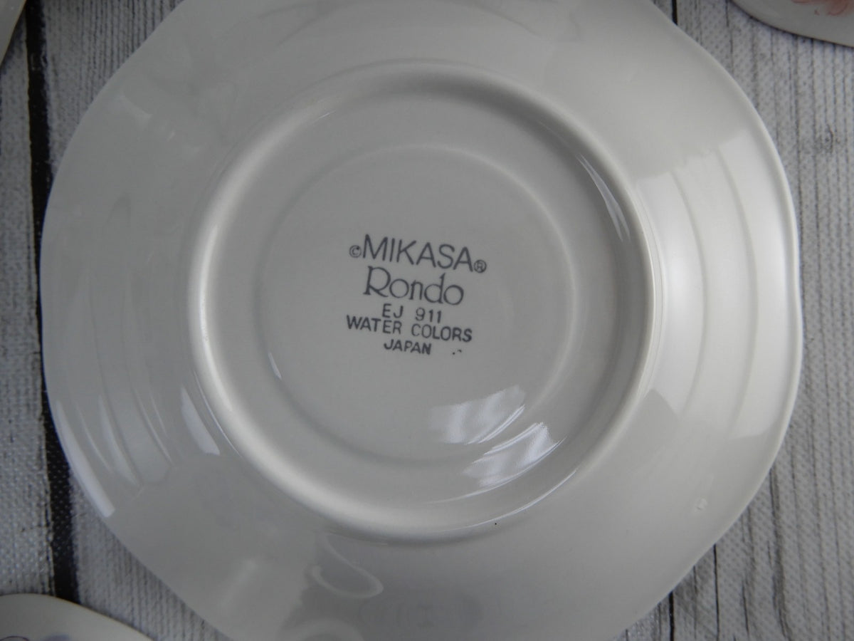 Set of  4 Mikasa Rondo "Water Colors" Pattern EG 911 Cups and Saucers