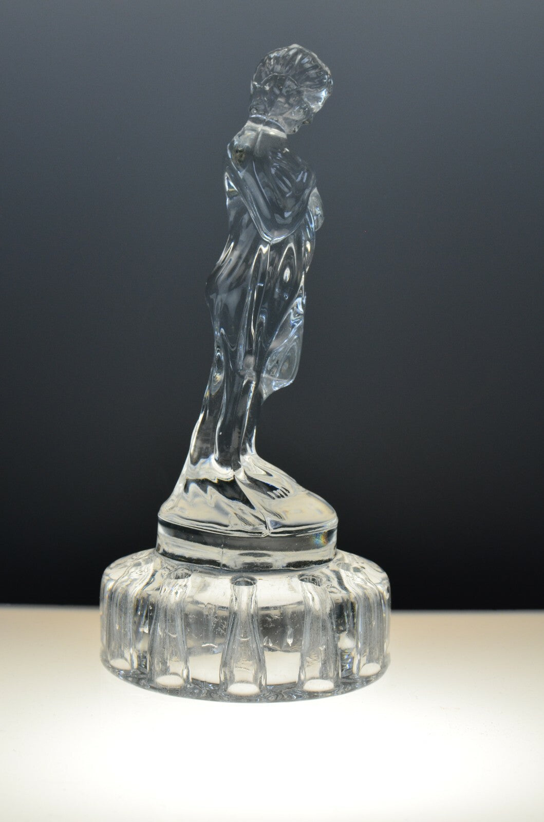 Vintage Cambridge Clear Depression Glass Draped Lady Nude Flower Frog Figurine