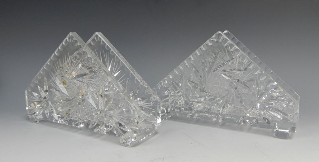 Two Bohemia 24% Lead Napkin Holders Made in Czechoslovakia Hand Cut