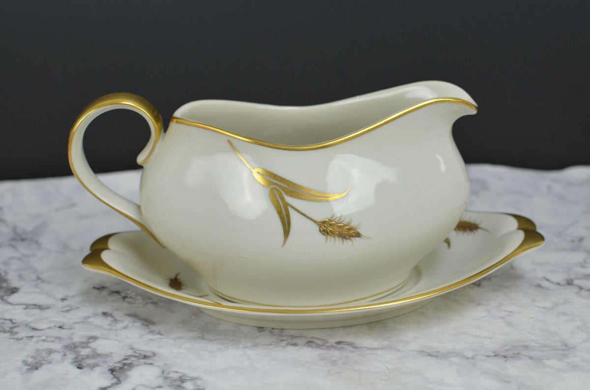 Vtge Gravy Boat & Underplate Norleans Midas Harvest Wheat China Occupied Japan