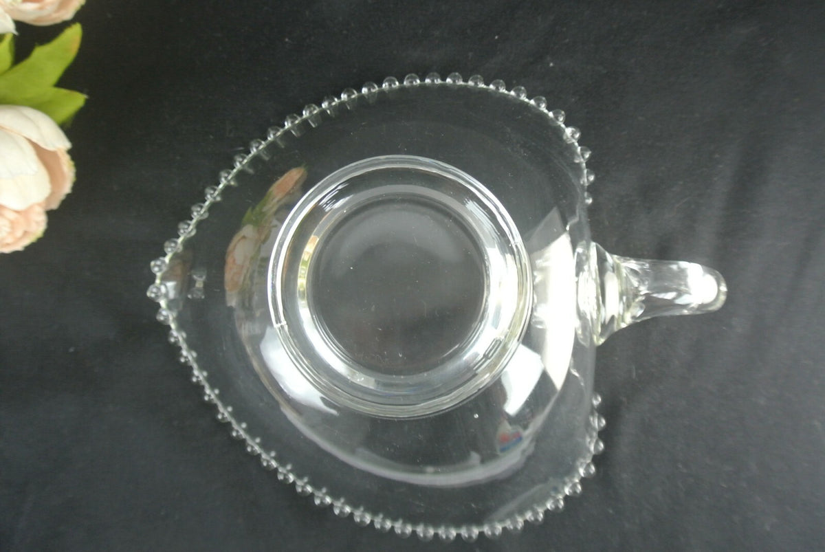 Vtg Imperial Candlewick Hobnail Rimmed Heart Shaped Bowl W/ Handle USA